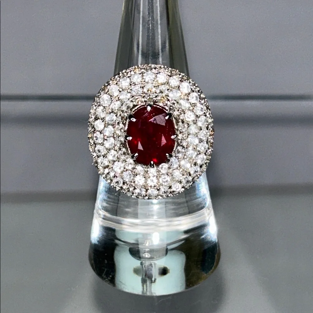 NWOT Genuine Ruby White Topaz Gemstone Gold Plated Sterling Silver Designer Ring